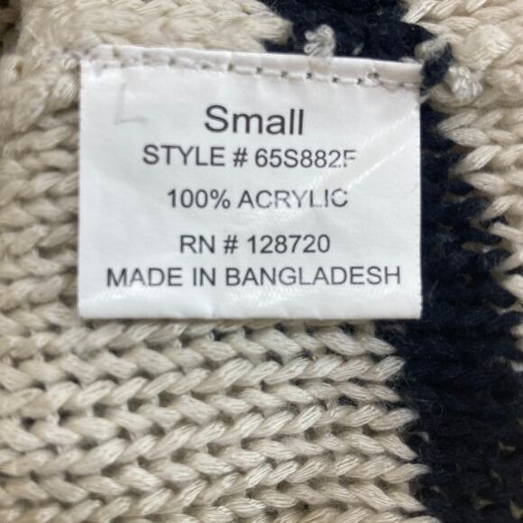 Quinn cream black striped sweater ladies small hi low long sleeve round neck - Picture 5 of 5